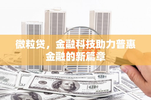 务川微粒贷，金融科技助力普惠金融的新篇章