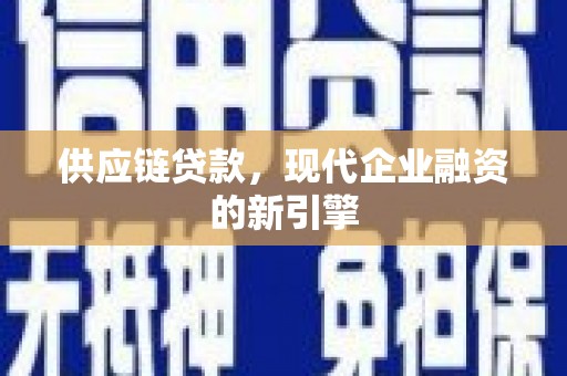 务川供应链贷款，现代企业融资的新引擎