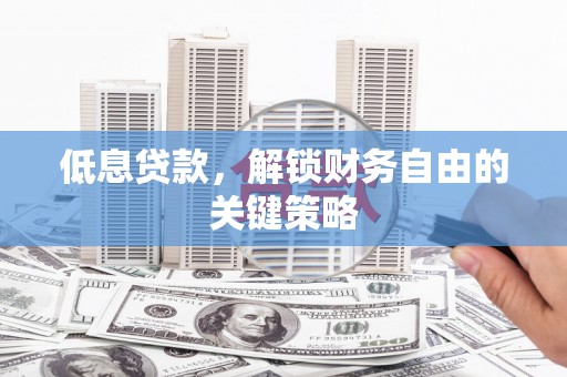 务川低息贷款，解锁财务自由的关键策略