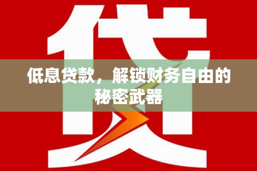 务川低息贷款，解锁财务自由的秘密武器