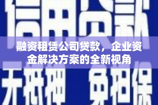 务川融资租赁公司贷款，企业资金解决方案的全新视角