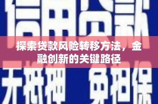 务川探索贷款风险转移方法，金融创新的关键路径