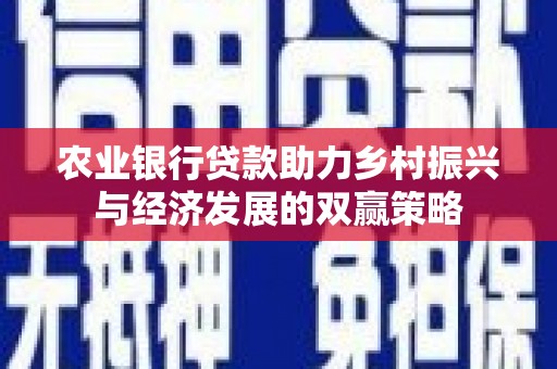 务川农业银行贷款助力乡村振兴与经济发展的双赢策略