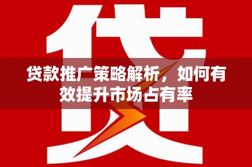 务川贷款推广策略解析，如何有效提升市场占有率