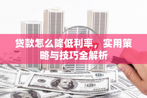 务川贷款怎么降低利率，实用策略与技巧全解析