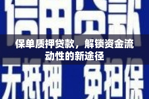 务川保单质押贷款，解锁资金流动性的新途径