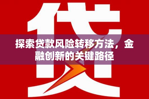 务川探索贷款风险转移方法，金融创新的关键路径