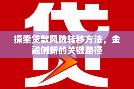 务川探索贷款风险转移方法，金融创新的关键路径