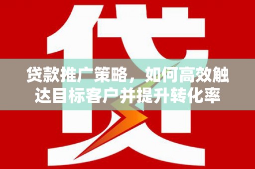 务川贷款推广策略，如何高效触达目标客户并提升转化率
