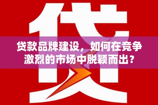 务川贷款品牌建设，如何在竞争激烈的市场中脱颖而出？