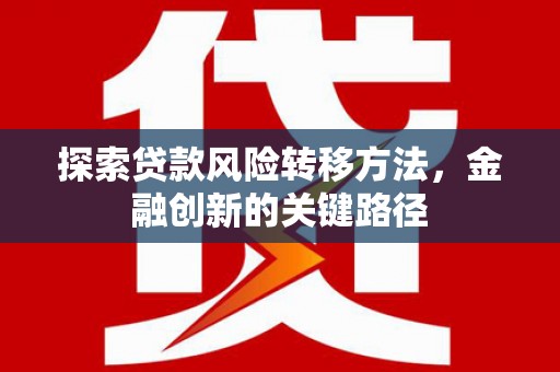 务川探索贷款风险转移方法，金融创新的关键路径